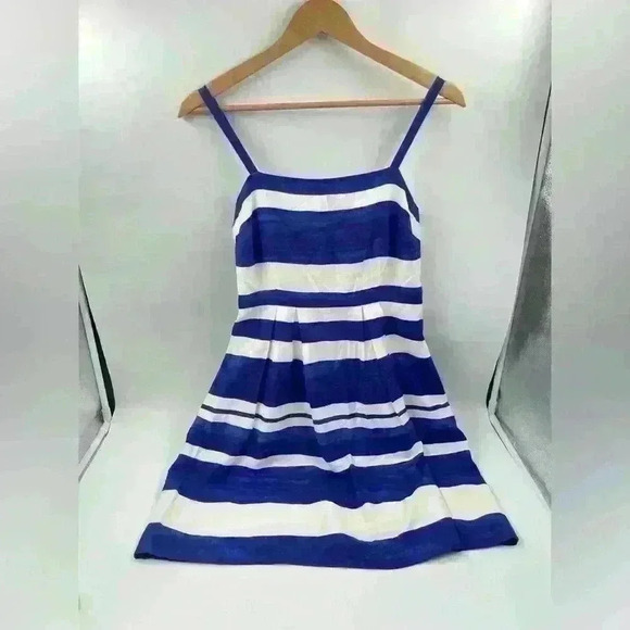 Ann Taylor LOFT Women's 2P Blue White Striped Spaghetti Strap Sleeveless Dress - Picture 11 of 11